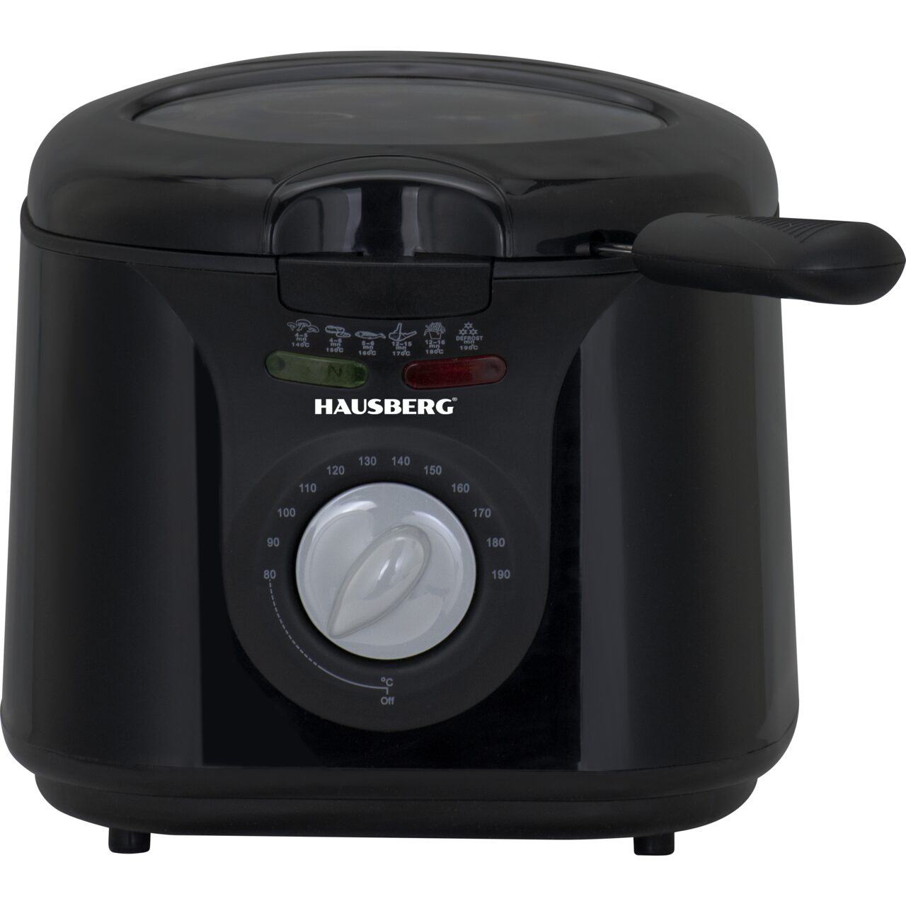 Friteuza HAUSBERG HB-1331NG, 1450 W, 2.5 litri, termostat reglabil 0 - 190 grade C, filtru detasabil din otel inoxidabil, cos cu ulei, protectie supraincalzire, picioare antiderapante