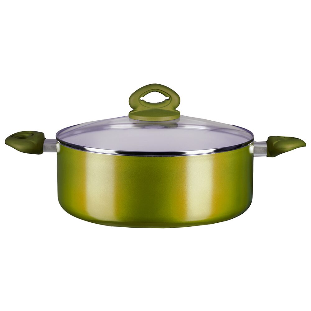 Oala ceramica cu capac HAUSBERG HB-H714GA, manere silicon, 4L, 24x10.2 cm