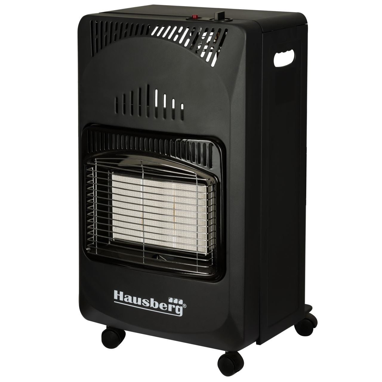 Pachet Soba pe gaz GPL HAUSBERG HB-1010NG, aprindere piezo-electrica, 4.2kW, Negru, Ceas butelie, 1m furtun gaz MN2015 si 2 coliere furtun