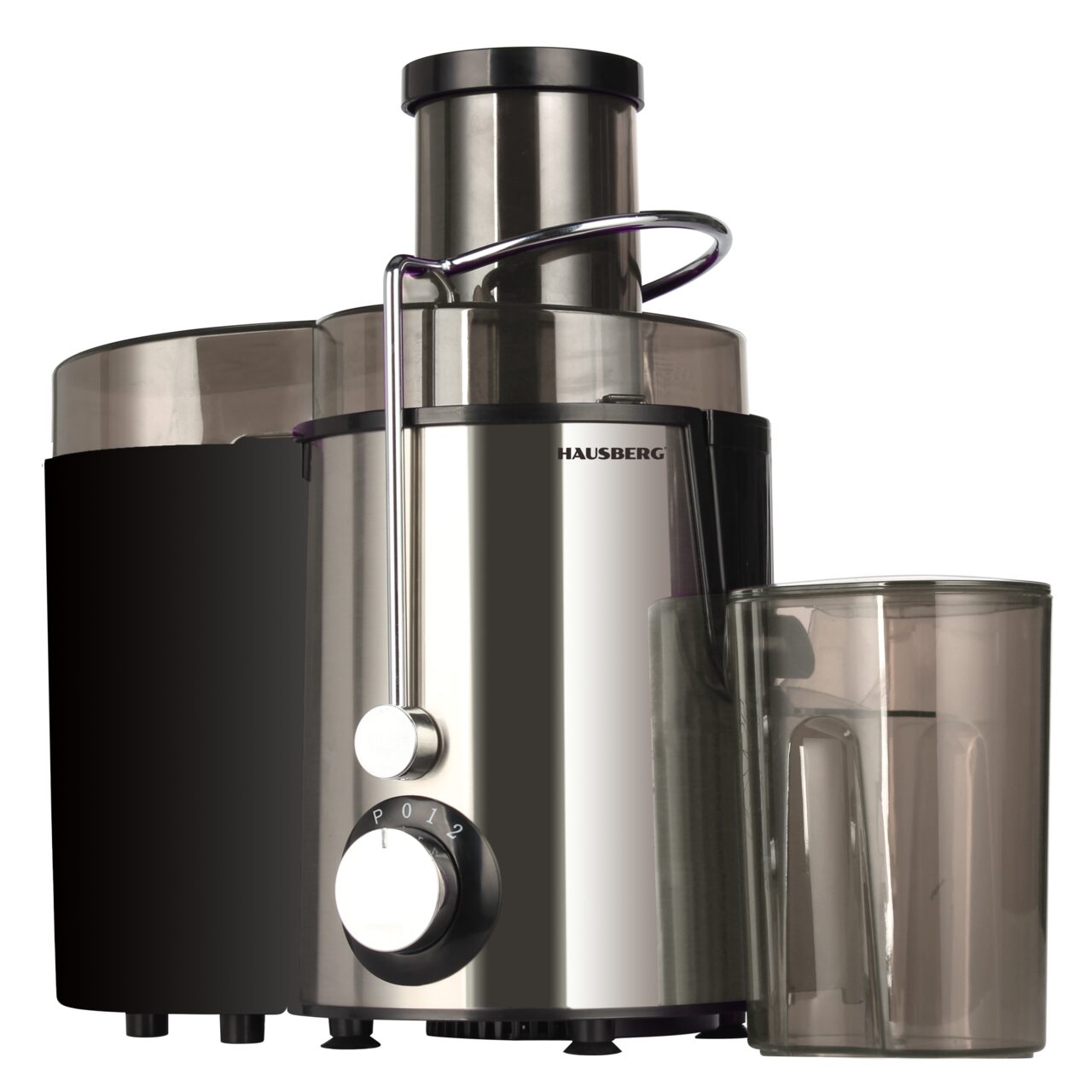 Storcator de fructe si legume Hausberg HB-7645, 600W, 2 viteze + Turbo, recipient pulpa 1L, recipient suc 550 ml, accesoriu impingere
