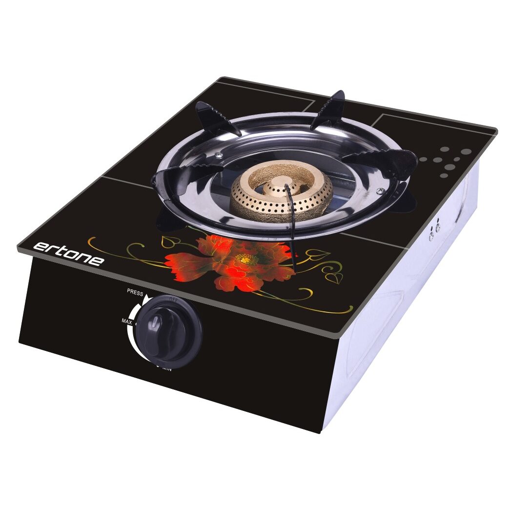 Aragaz ERTONE MN-1101 din sticla securizata, 1 ochi din fonta, aprindere pe quartz
