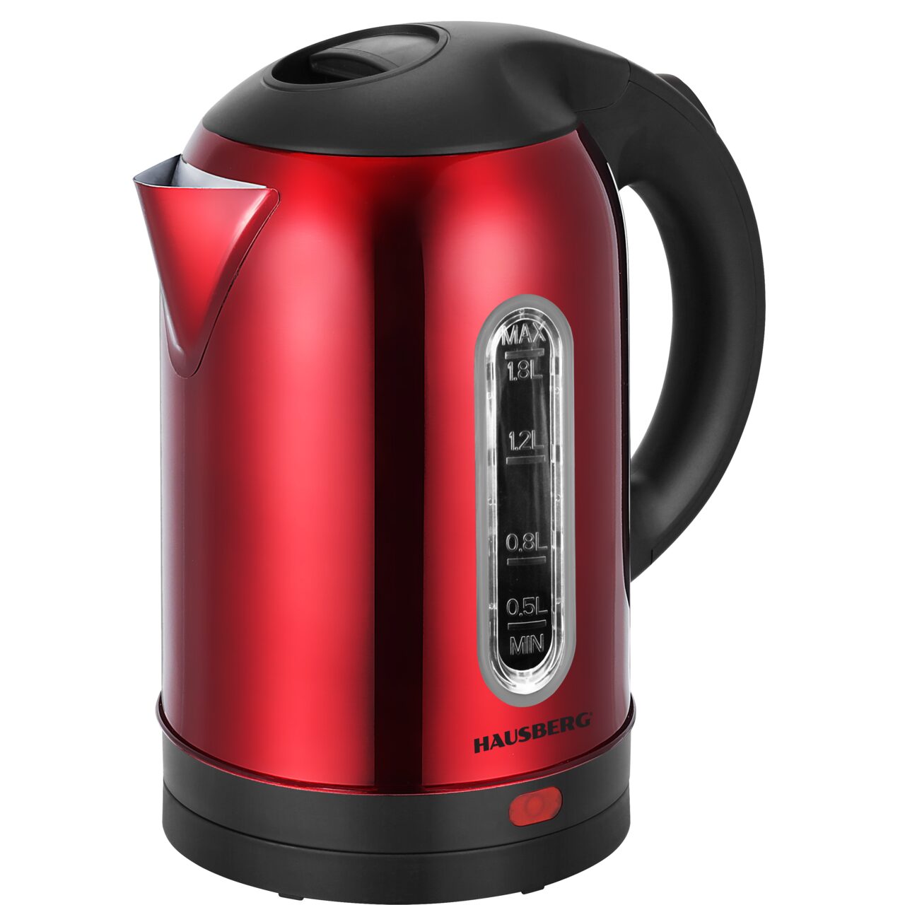 Fierbator apa electric HAUSBERG HB-3621RS, 1500 - 1800 W, 1.8 litri, rezervor de apa din otel inoxidabil, oprire automata la fierbere, rotire la 360 grade, protectie la supraincalzire, baza detasabila