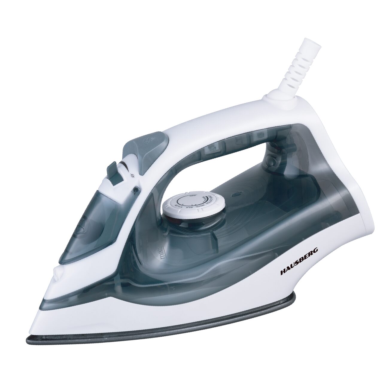 Fier de calcat Hausberg HB-7850GR, 1300W, talpa invelis ceramic, abur vertical, calcare uscata, autocuratare, pulverizare, rezervor 130ml