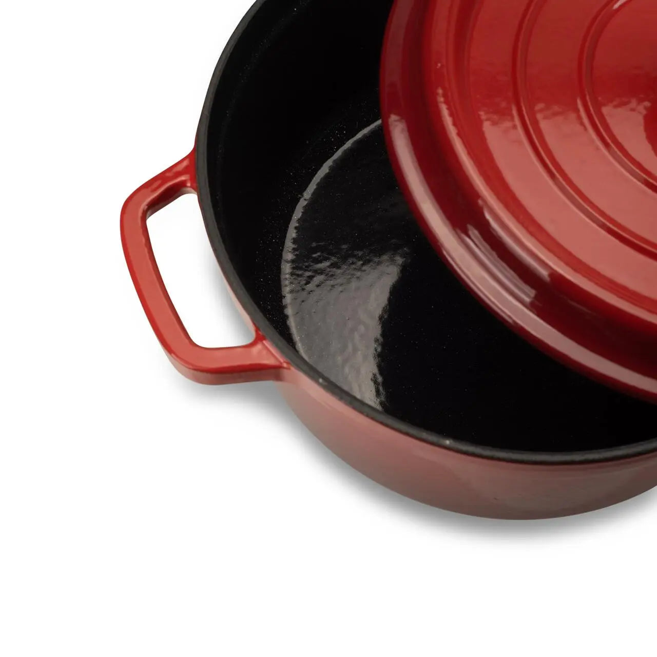 Oala din fonta emailata cu capac HAUSBERG HB-H742, capacitate 3L, diametru 22 cm, adancime 10 cm, interior antiaderent