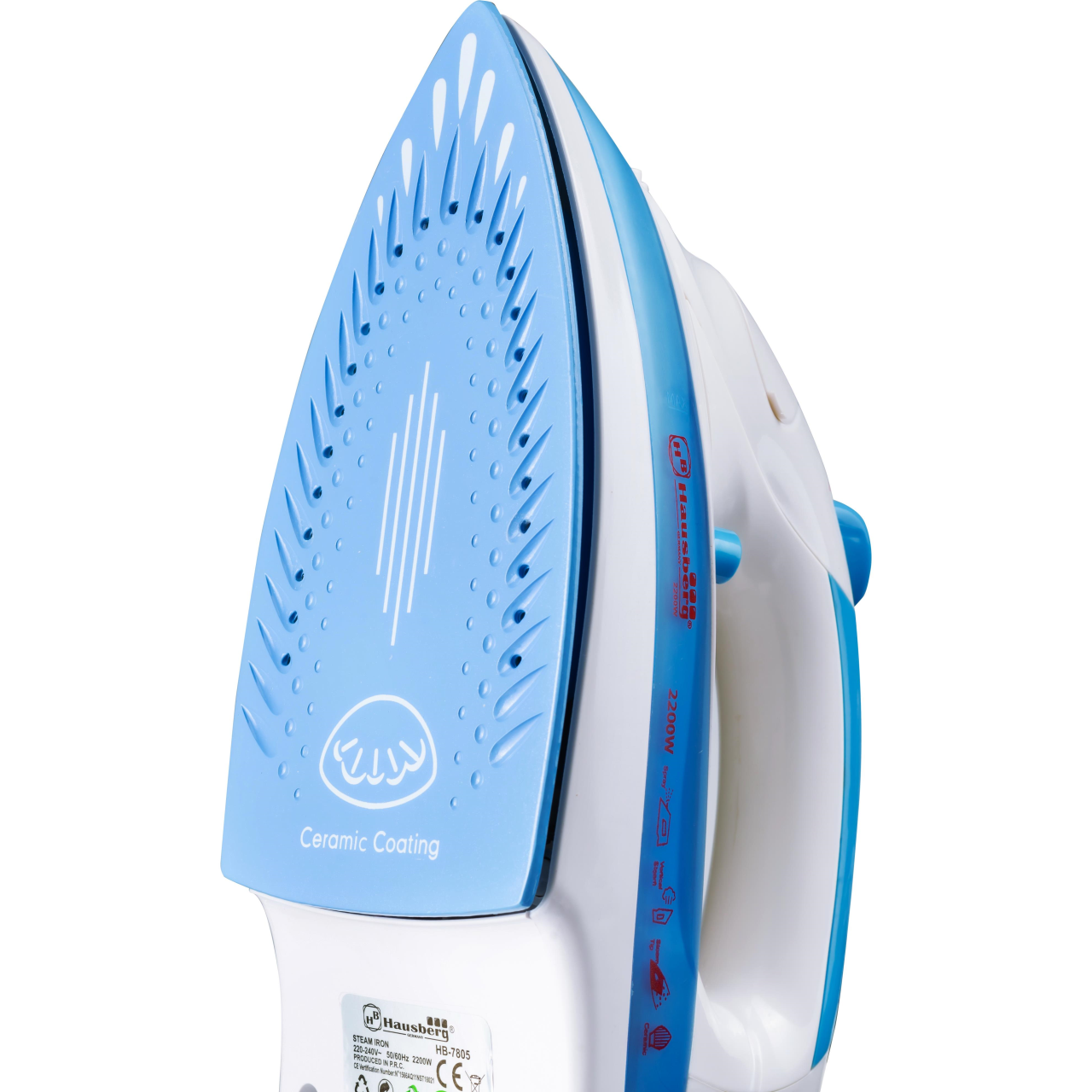 Fier de calcat Hausberg HB-7805BL, 2300W, 165ml, talpa ceramica, jet abur 12g/min, abur verticala 25g/min, sistem antipicurare, sistem autocuratare