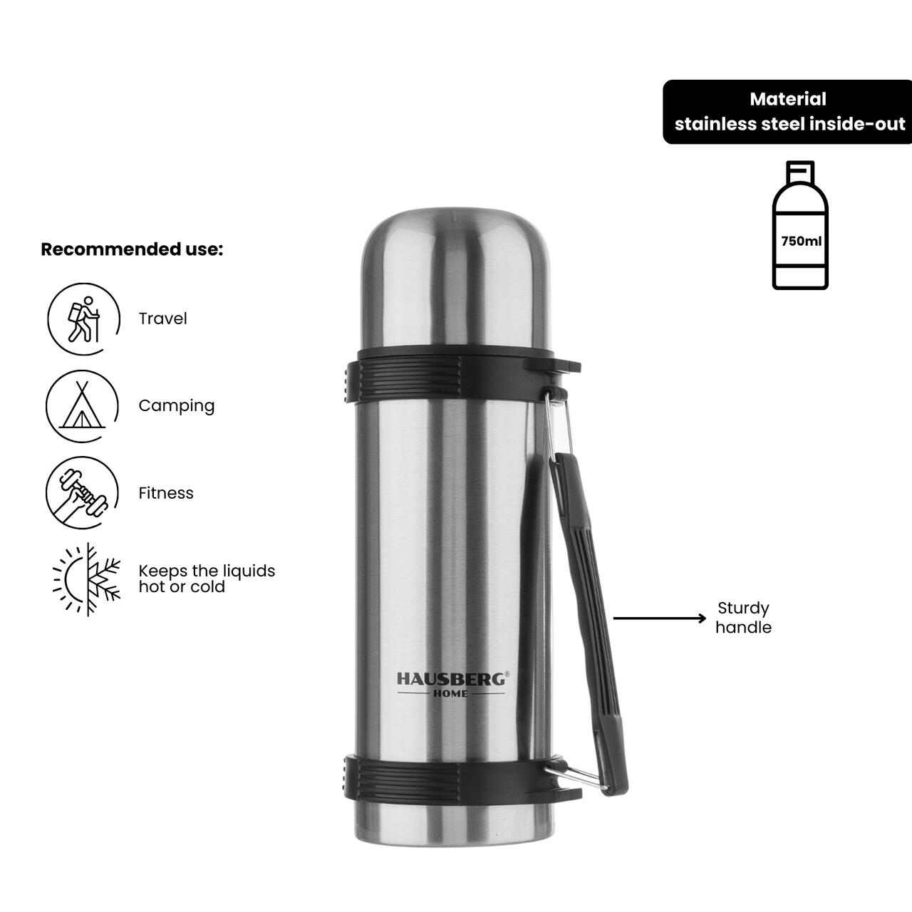 Termos HAUSBERG HB-H1458, capacitate 750ml, material inox