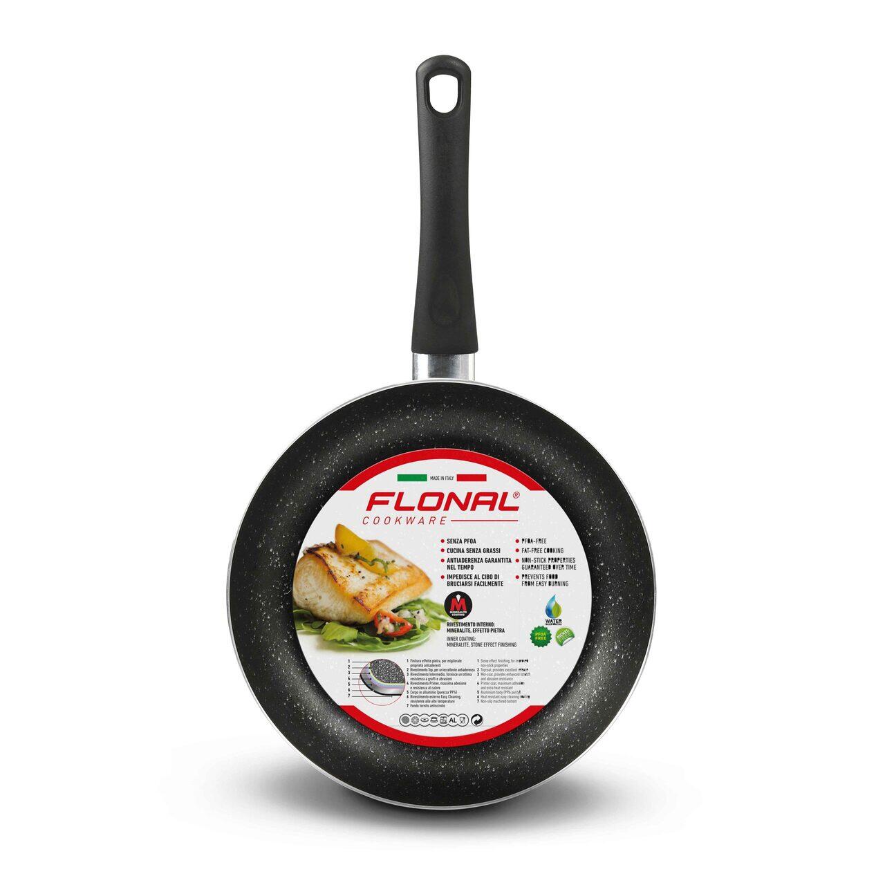 Tigaie din aluminiu Flonal FLCPS2460, 24cm, interior antiaderent cu efect de piatra, Mineralit