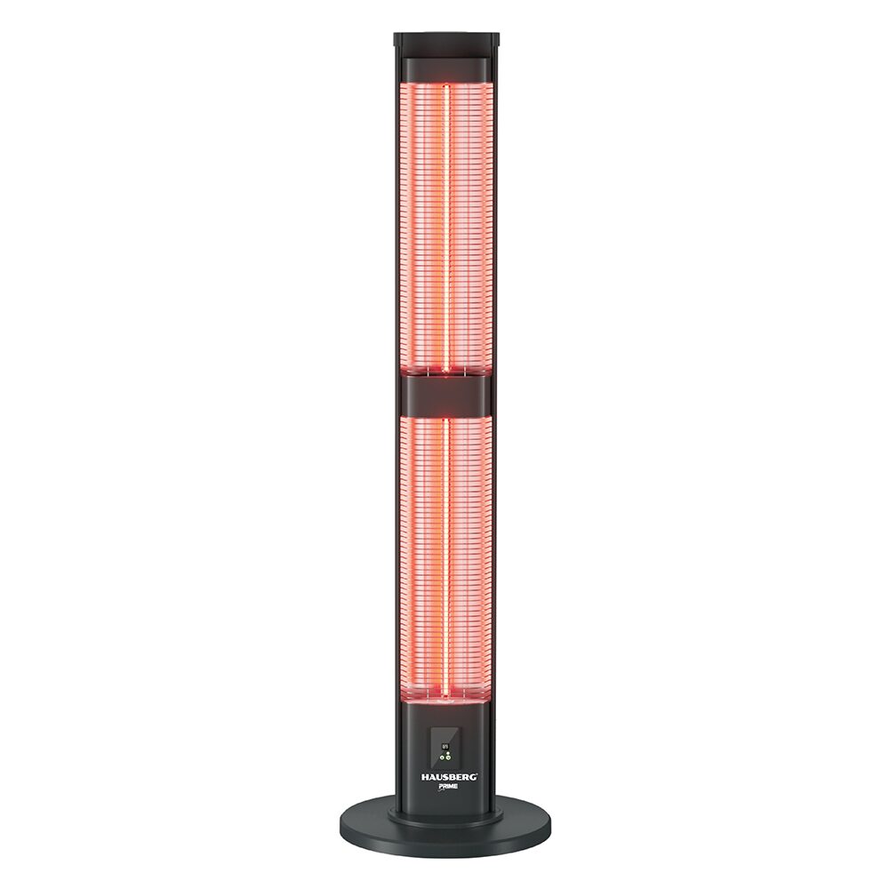 Radiator electric digital cu telecomanda Hausberg HB-8570NG, 3000W, 3 trepte incalzire, tub dublu din fibra de carbon, protectie IP45, termostat digital