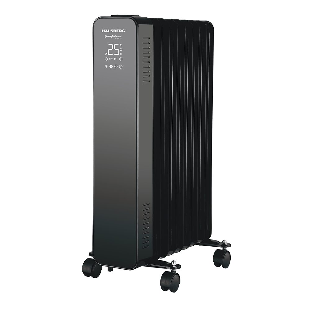Calorifer electric Digital cu Telecomanda HAUSBERG HB-8950NG, 2000W, 9 elementi, 3 setari, Termostat electronic, Protectie supra-incalzire, Protectie anti-rasturnare