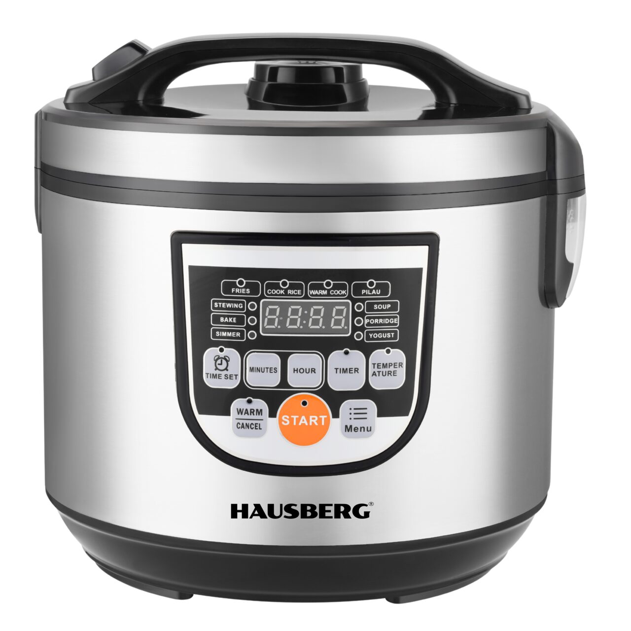 Oala electrica digitala HAUSBERG HB-1311IN, 760-900W, 5L, Termostat, Material Otel Inoxidabil, Temperatura reglabila 80°C-200°C, Timer 30-60 minute oprire automata, maner rece