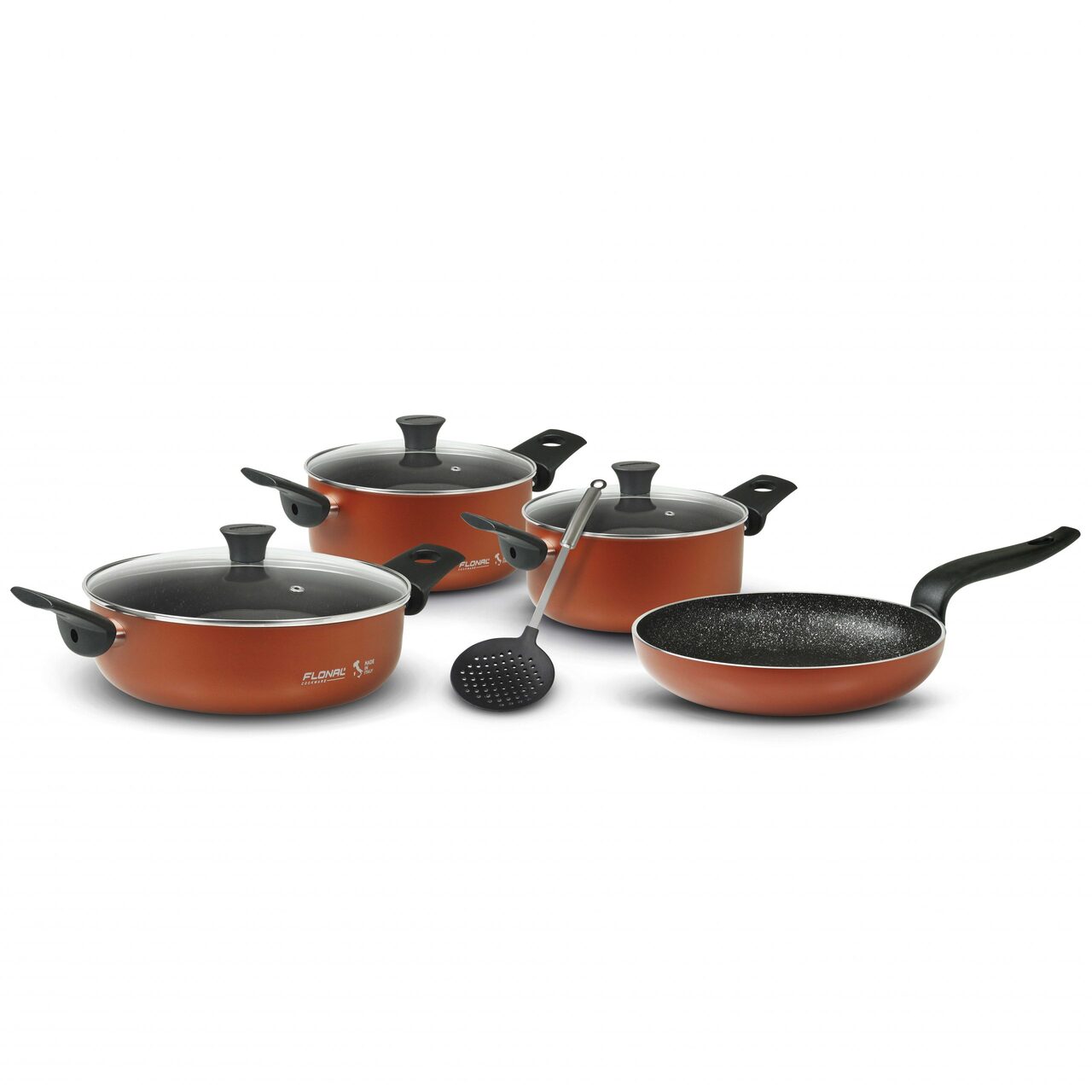 Set Oale de gatit FLONAL Pepita Granit, 8 Piese, Aluminiu cu Strat de Piatra Antiaderent