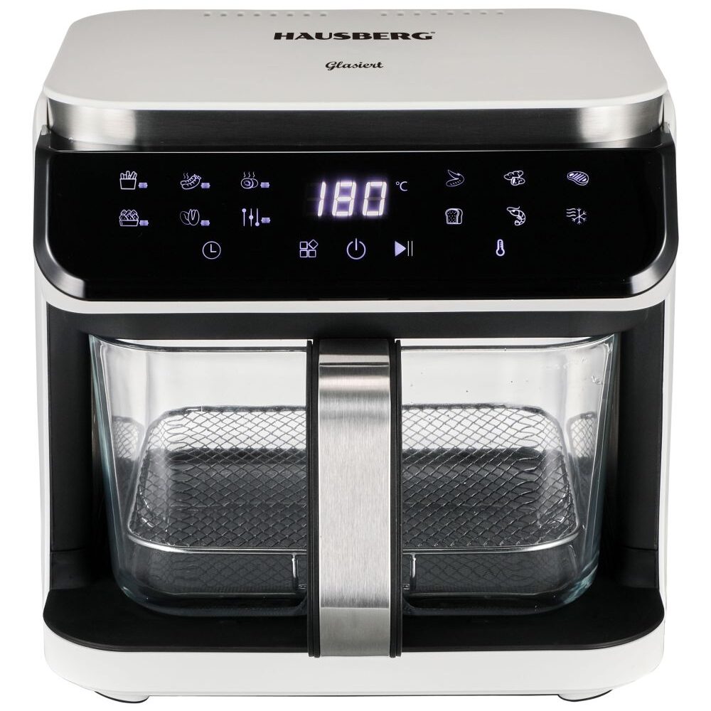 Friteuza cu aer Hausberg HB-2343AB, 6.5L, cos sticla, 12 programe, touchscreen, 1200W-1400W, 65-200°C