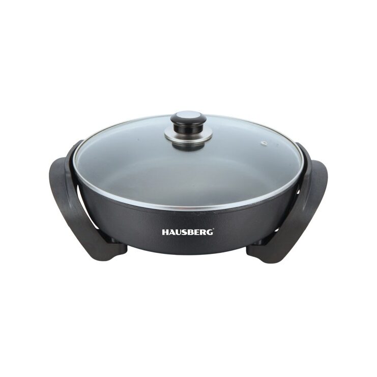 Tigaie electrica HAUSBERG HB-1303NG, 30 cm, 1500–1800W, teflon, capac sticla
