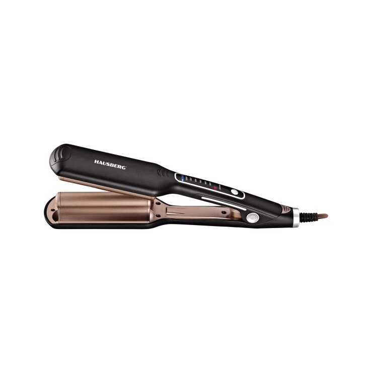 Aparat pentru Coafat Par HAUSBERG HB-201NG, Ondulator tip bigudiu/ou, 170-220°C, 6 trepte, Afisaj digital, Incalzire PTC, 60W