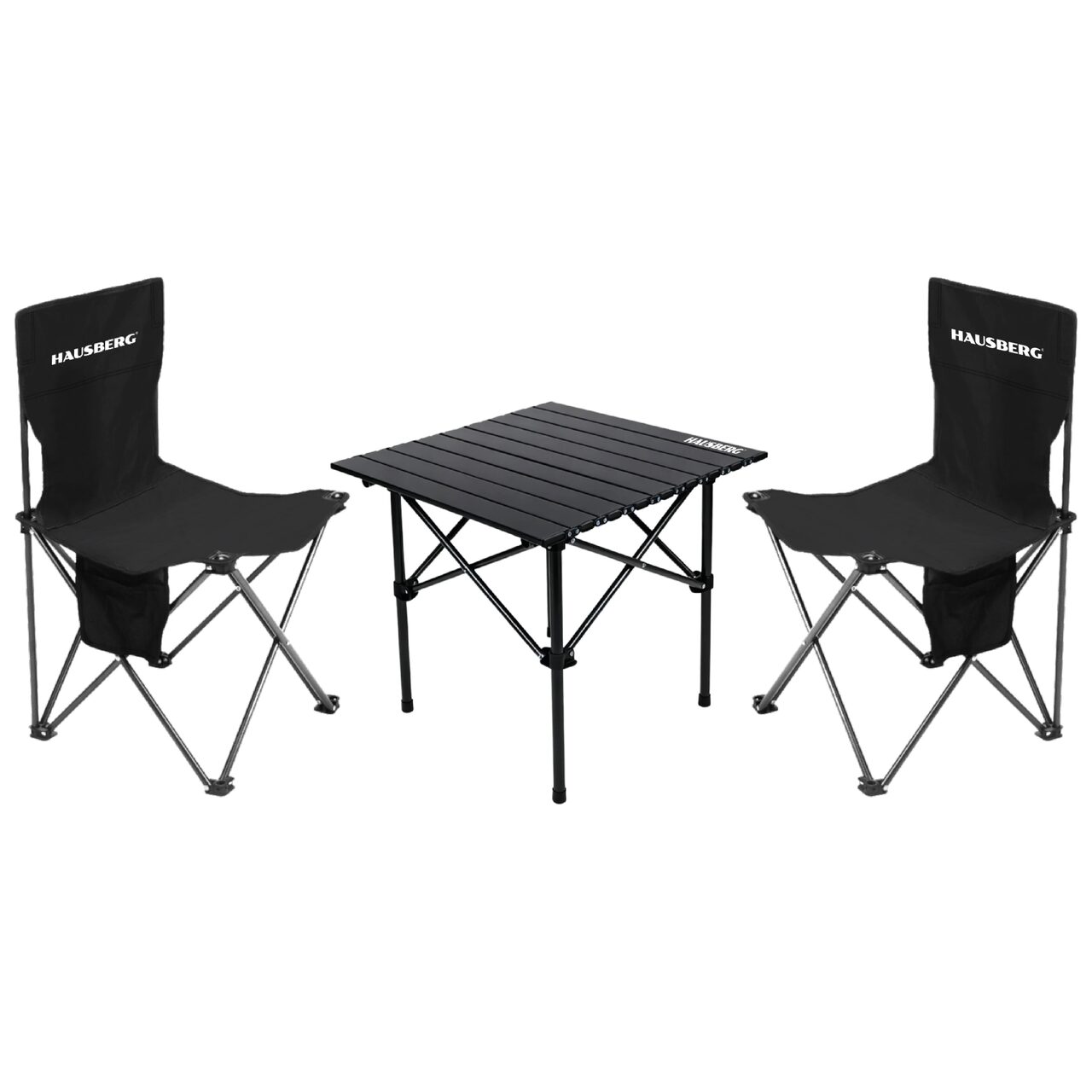 Set camping Hausberg HB-G001 3 piese, masa si 2 scaune pliabile cu husa de transport