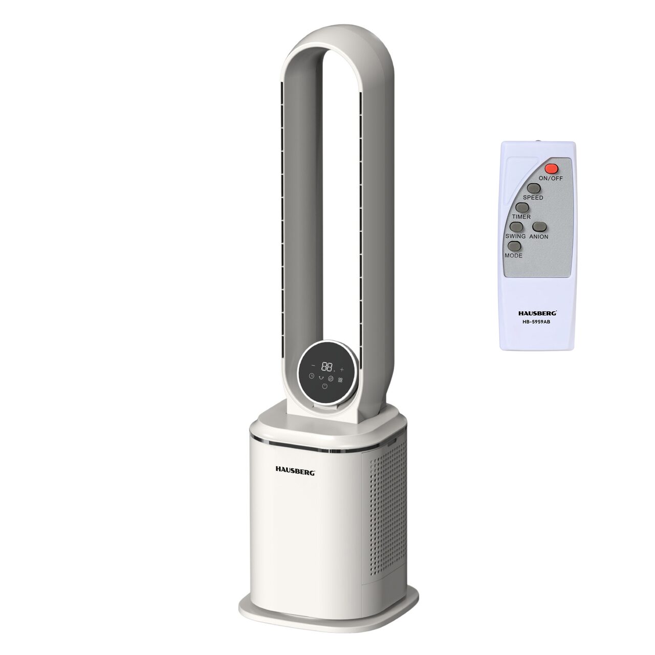 Ventilator digital tip turn HAUSBERG HB-5959AB, Technologie Bladeless, 12 viteze