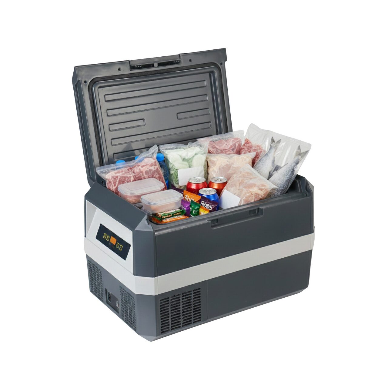 Frigider HAUSBERG HB-G060 Profesional Camping 28L Congelator Portabil cu Deschidere Duală și Protecție Baterie