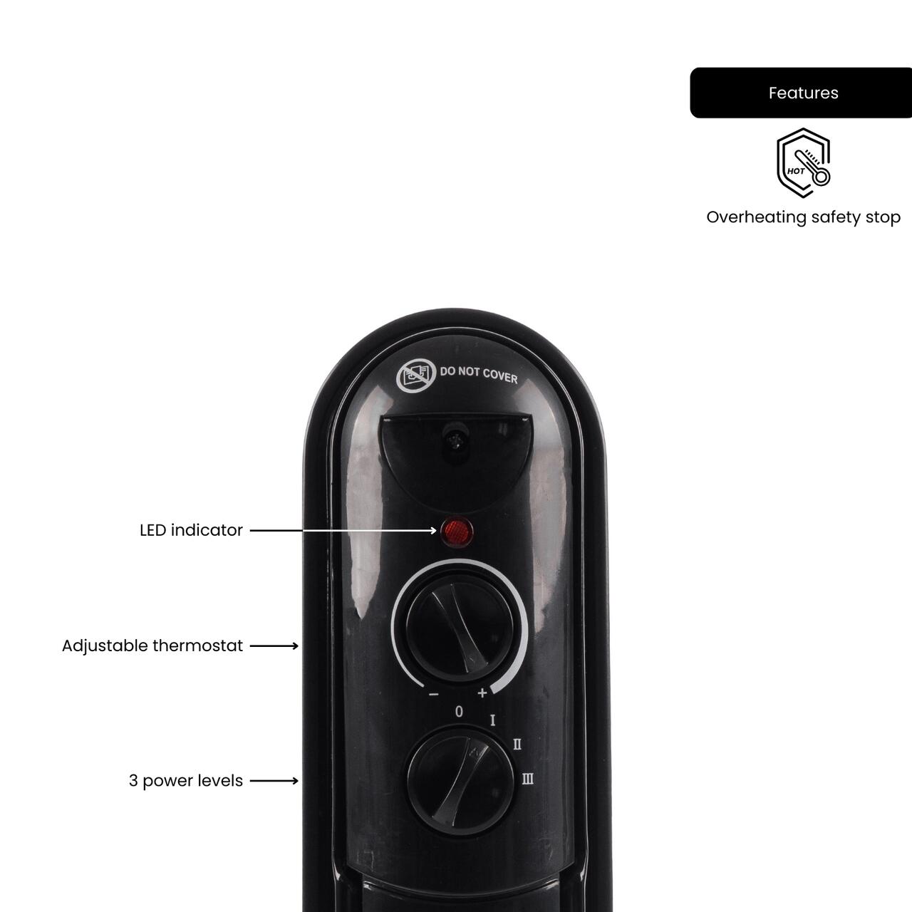 Calorifer electric cu ulei HAUSBERG HB-8905, 3 trepte, max1500 W, 7 elementi, termostat reglabil