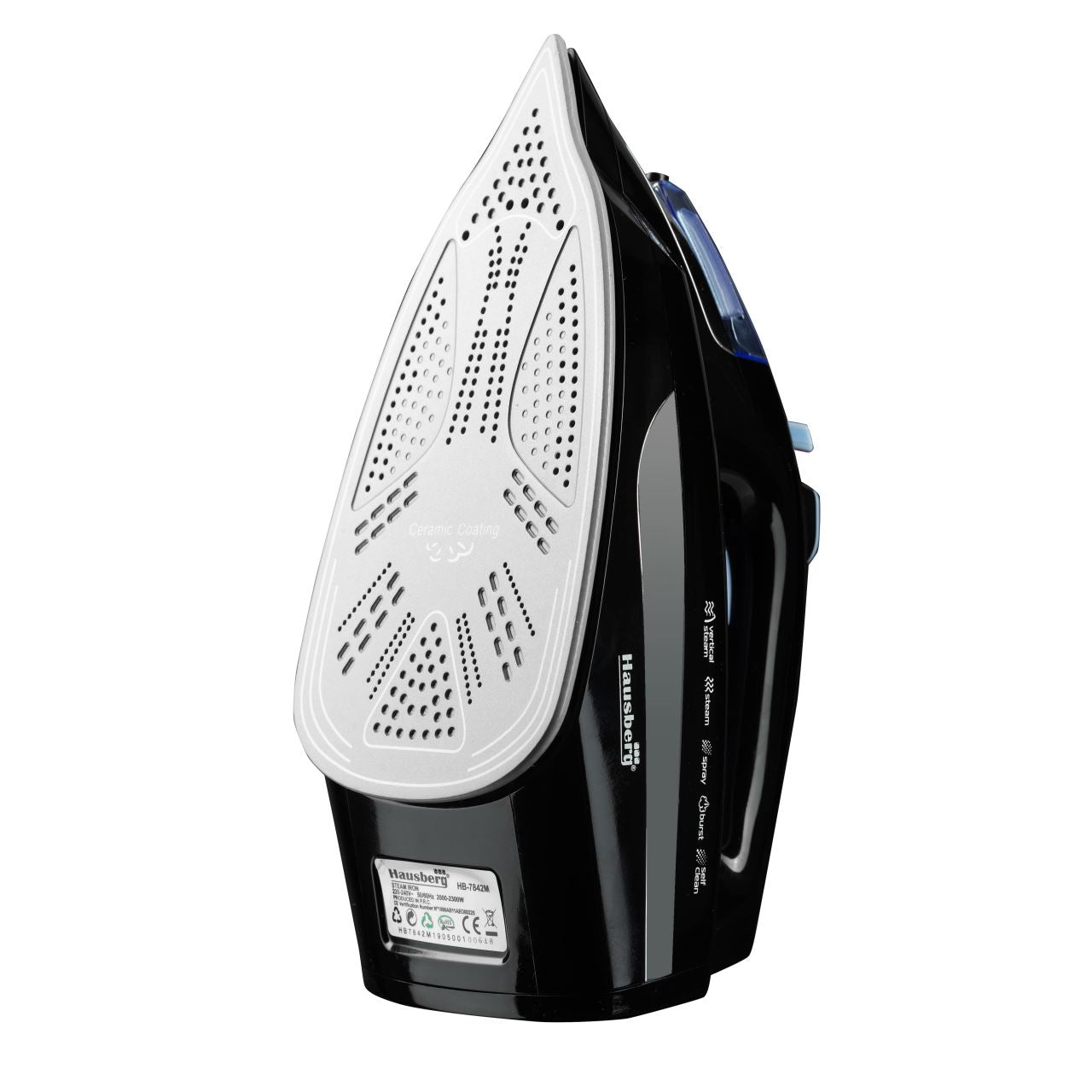 Fier de Calcat Hausberg HB-7842BL, 2300W, Ceramic, Autocuratare, Pulverizare, Antipicurare, 300ml