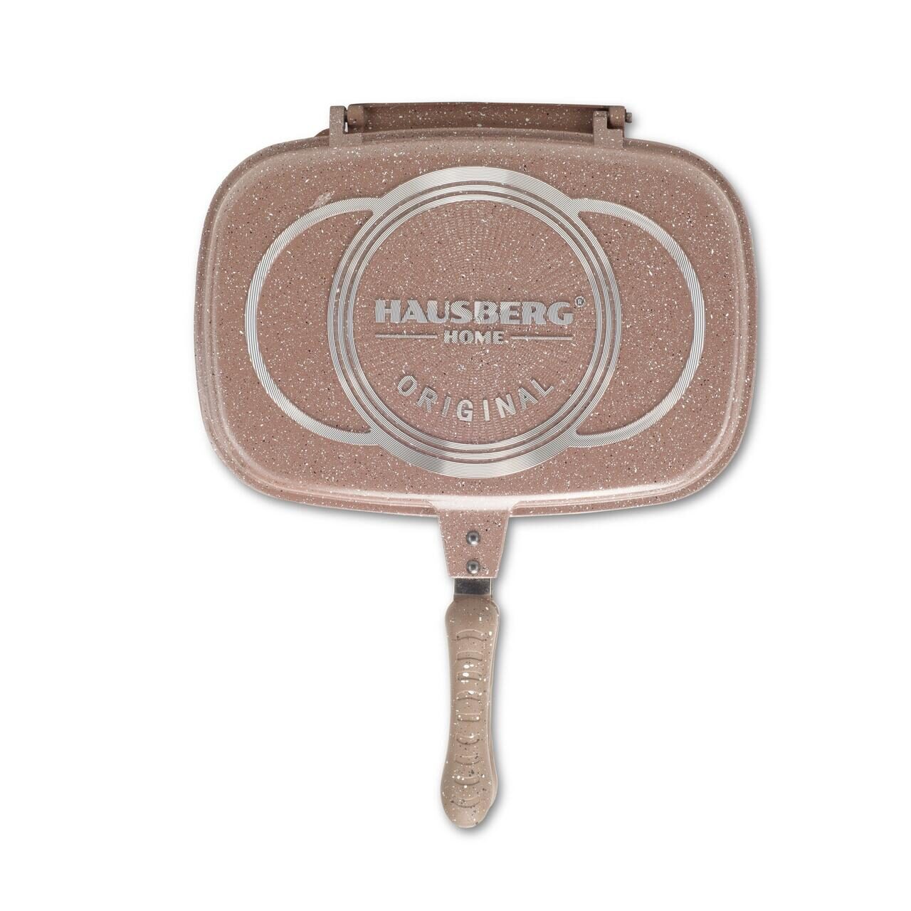Tigaie Dubla Grill Hausberg HB-H1540PO, interior antiaderent, 36 cm, marmura