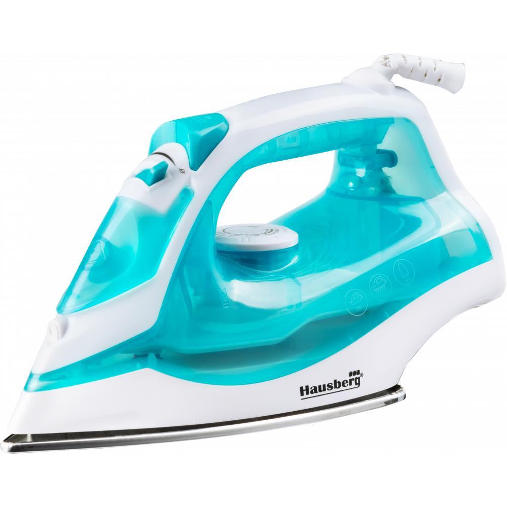 Fier de calcat Hausberg HB-7850BL, 1300W, talpa invelis ceramic, abur vertical, calcare uscata, autocuratare, pulverizare, rezervor 130ml