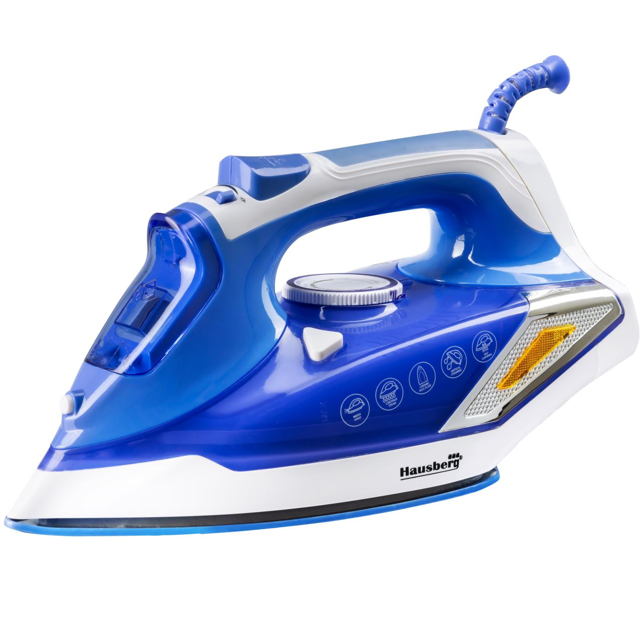 Fier de calcat Hausberg HB-7880BL, 2300W, Talpa cu invelis ceramic, rezervor apa 400ml