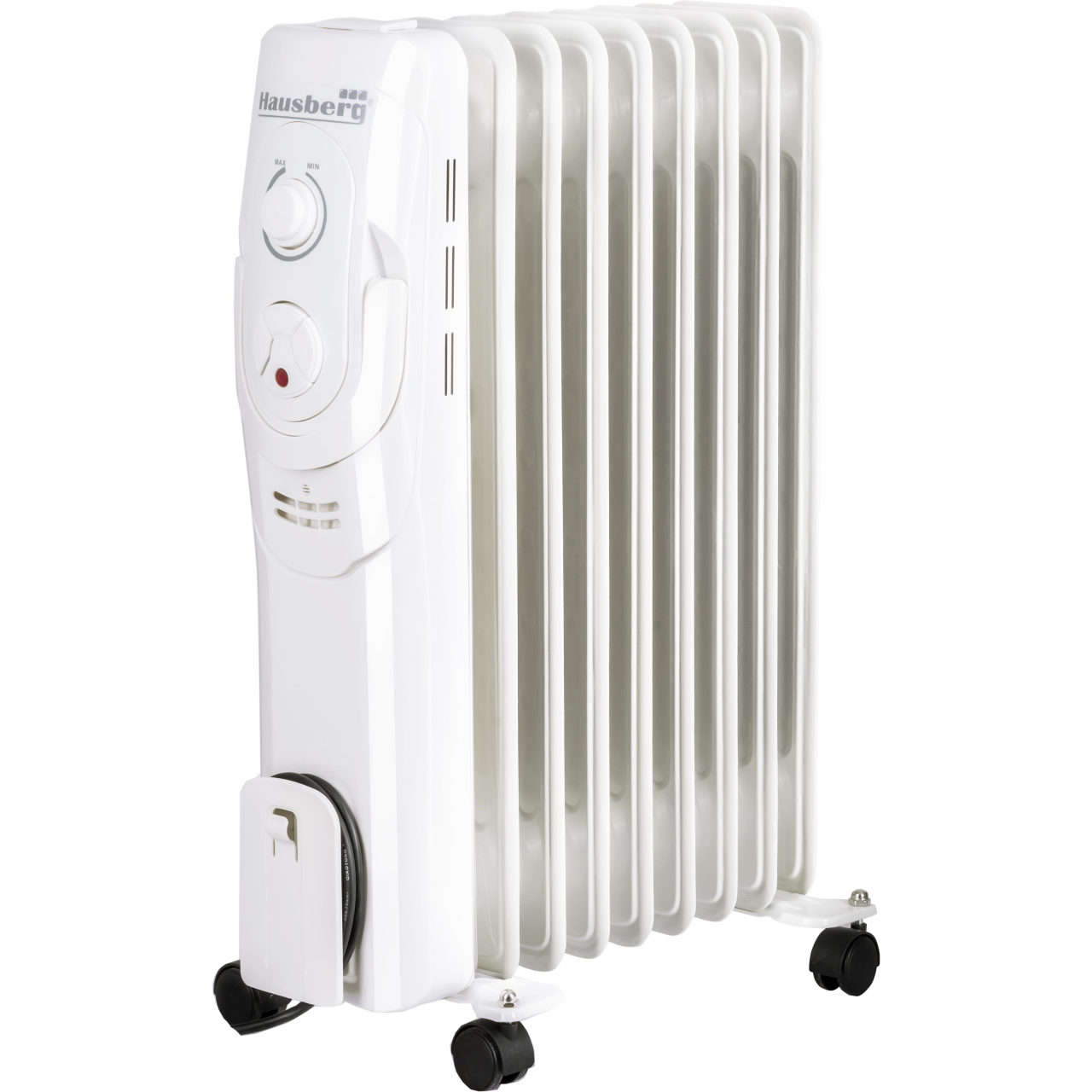 Calorifer electric Hausberg HB-8910AB, 2000 W, 9 elementi, 3 nivele de putere, termostat reglabil