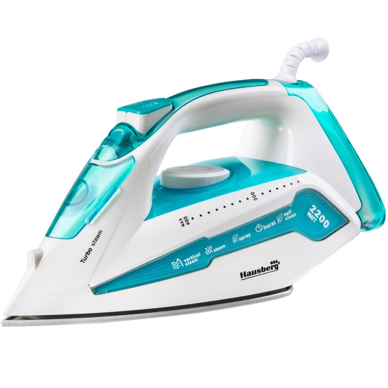 Fier de calcat Hausberg HB-7898AB, talpa ceramica, jet de abur 18g/min, Functie spray 2000-2300W