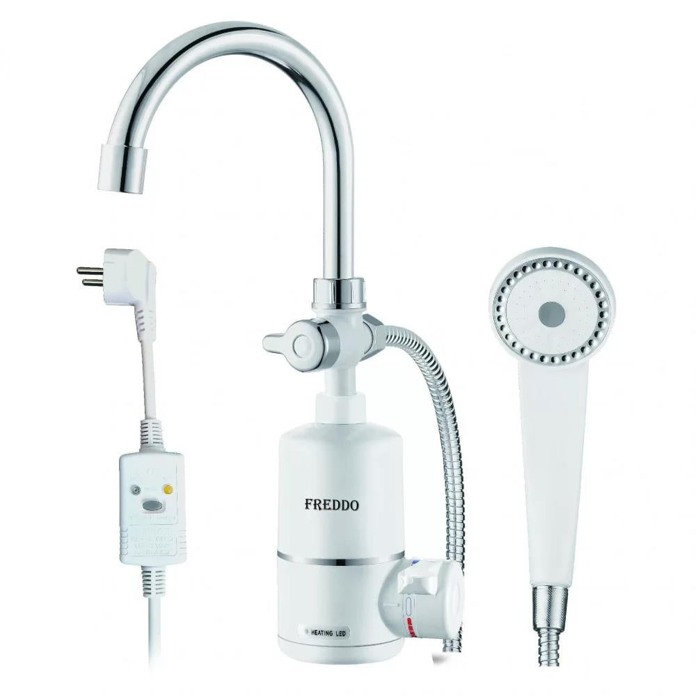 Robinet electrica cada pentru incalzit apa (instant apa calda) Freddo SN-0050- cu para de dus si furtun- 3000 W- 220-240 V- 60°C temperatura maxima- 0.5 Mpa presiune apa