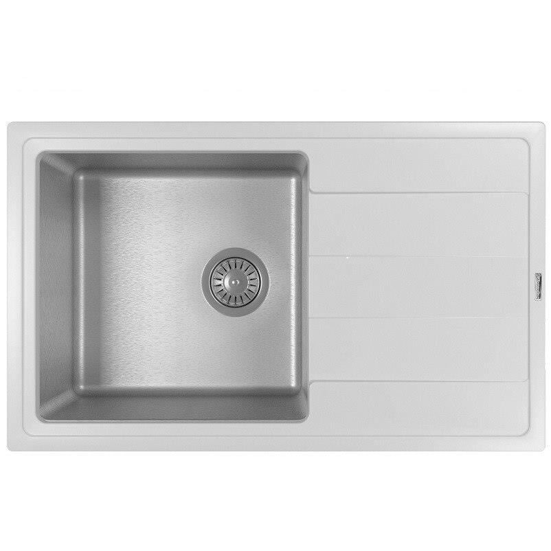 Chiuveta Florentina Combi 780- forma dreptunghiulara- quartz granit/inox- 780x480mm- adancime cuva 230mm- Alb