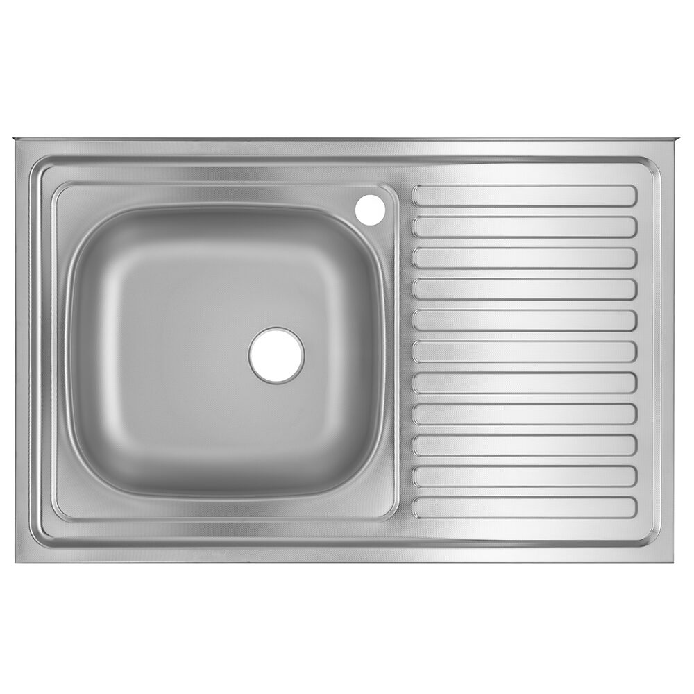 Chiuveta bucatarie Freddo SN8001S- montaj pe masca- dimensiune 80x50 cm- 13 cm adancime- cuva pe stanga- finisaj anticalcar- inox