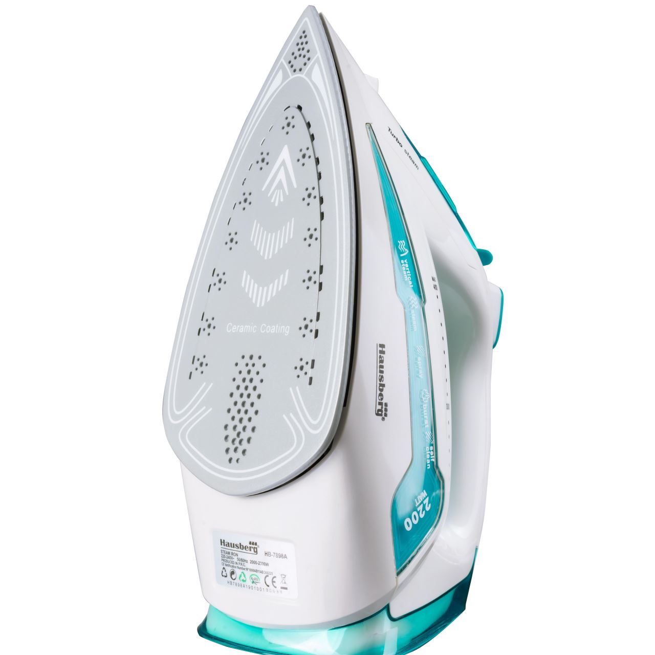 Fier de calcat Hausberg HB-7898AB, talpa ceramica, jet de abur 18g/min, Functie spray 2000-2300W
