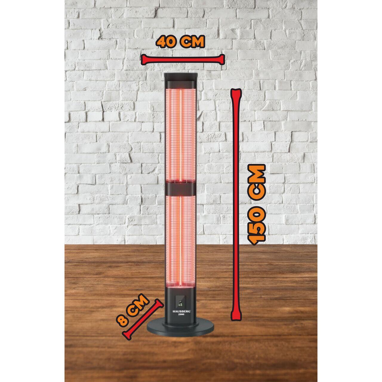 Radiator electric digital cu telecomanda Hausberg HB-8570NG, 3000W, 3 trepte incalzire, tub dublu din fibra de carbon, protectie IP45, termostat digital