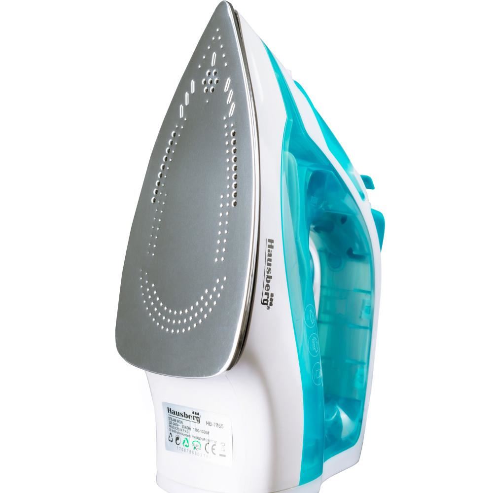 Fier de calcat Hausberg HB-7850BL, 1300W, talpa invelis ceramic, abur vertical, calcare uscata, autocuratare, pulverizare, rezervor 130ml