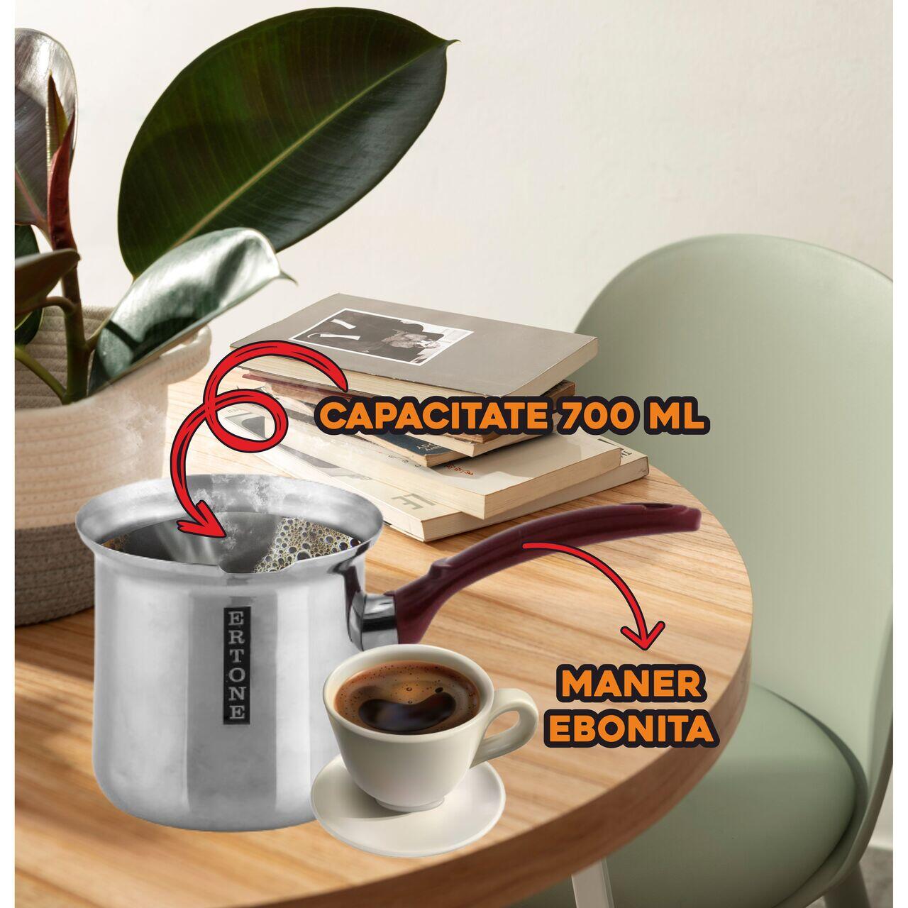 Ibric din Inox ERTONE ERT-MN 06, capacitate 0.70L, maner ebonita