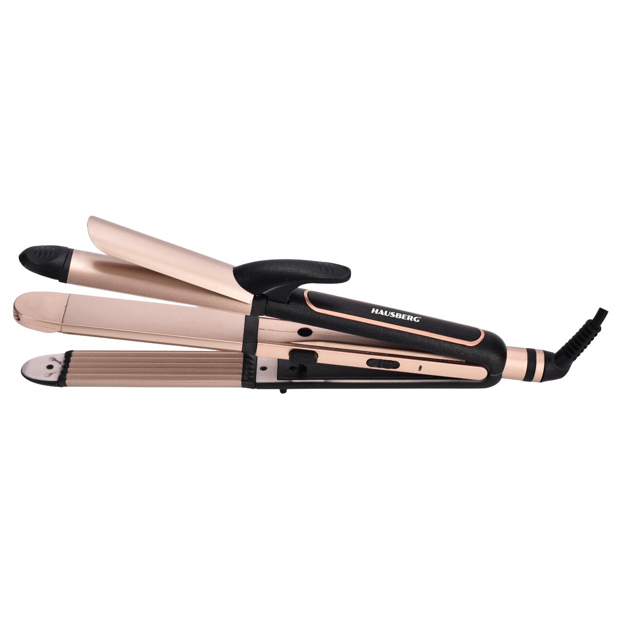 Aparat Coafat 3in1 HAUSBERG HB-208NG, Indreptare + Ondulare + Styling, 180-200°C, Incalzire PTC, 45W