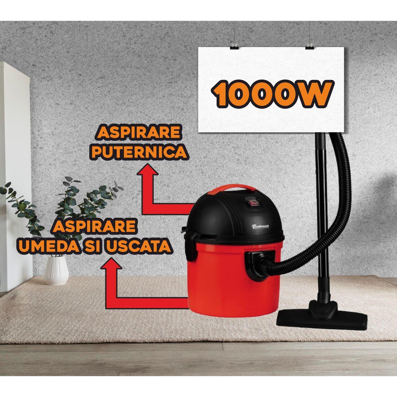 Aspirator multifunctional Hausberg HB-2095RZ, aspirare umeda si uscata, 1200 W, capacitate mare 15 L, filtru HEPA