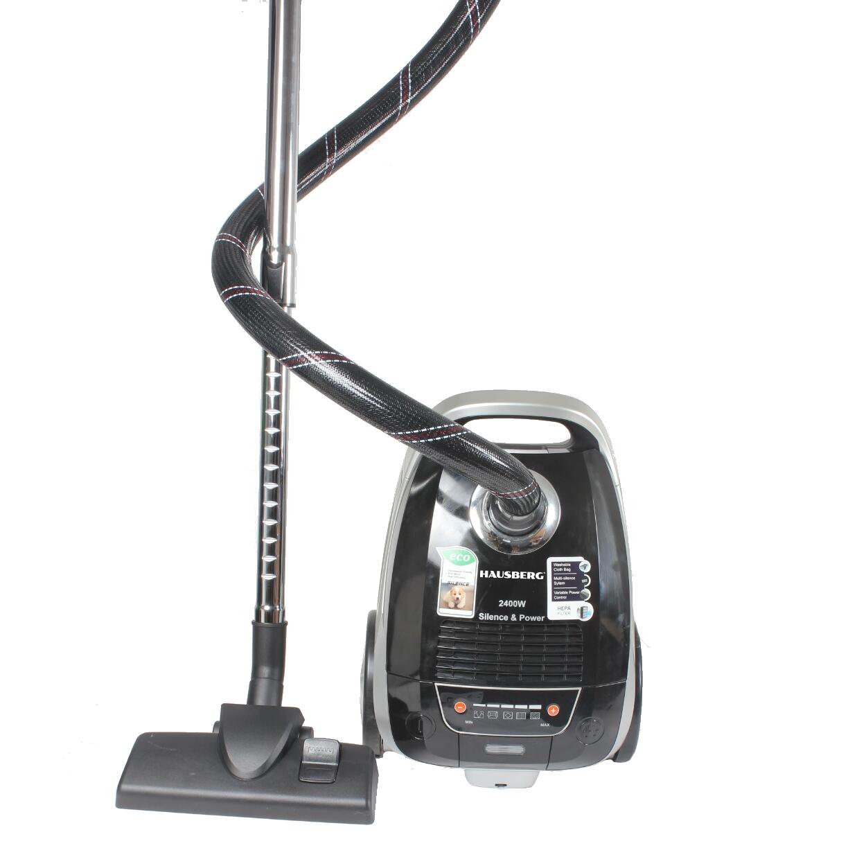 Aspirator Profesional cu sac Hausberg HB-2875NG, 2400 W, Nivel de zgomot 70dB, Capacitate 4L, Filtru De Aer Hepa Cu 5 Nivele, Lungime Cablu 5 M, Display Led, Furtun Rezistent