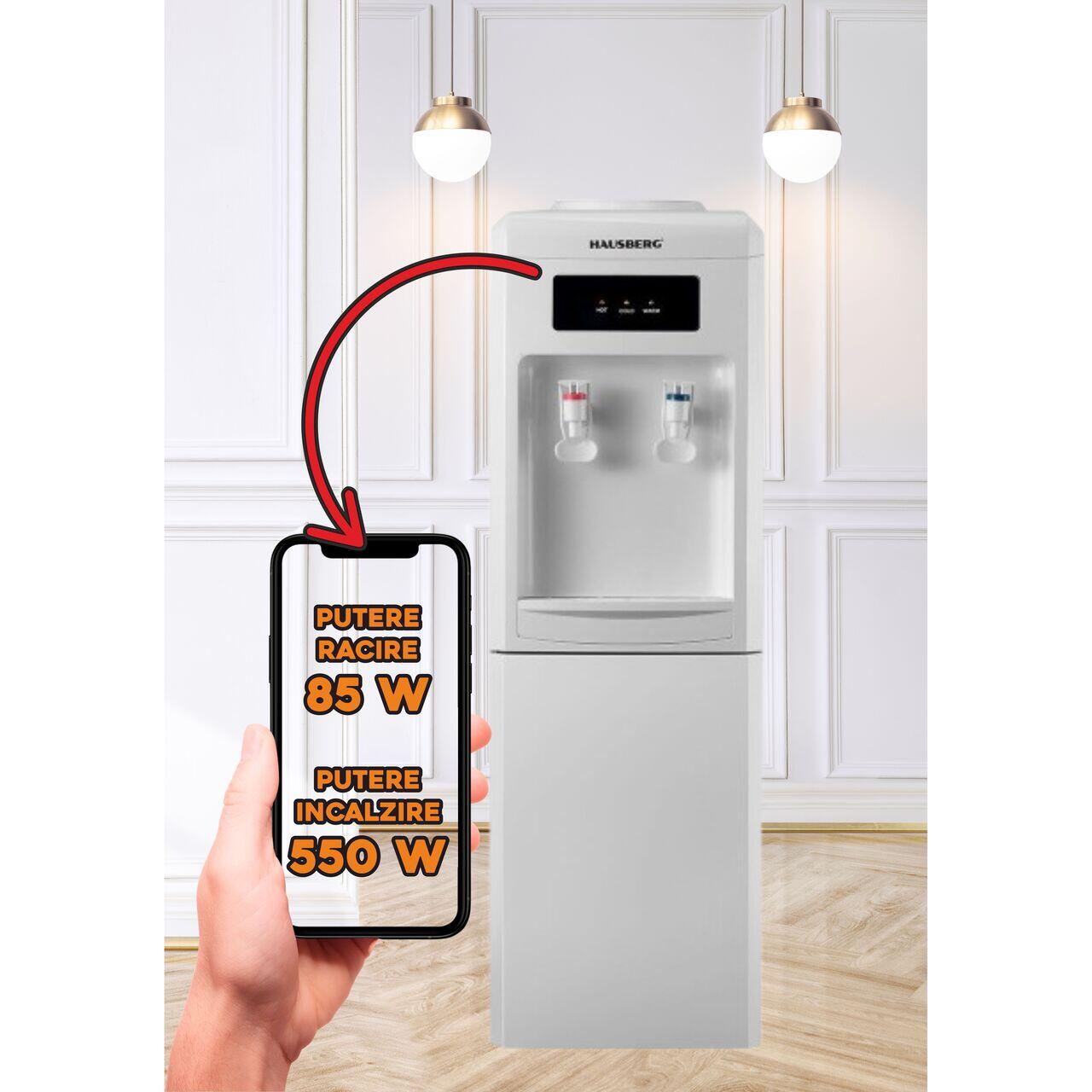 Dozator apa de podea HAUSBERG HB-6024AB, putere incalzire 550 W, putere racire 85 W, rezervor apa inox, termostat automat