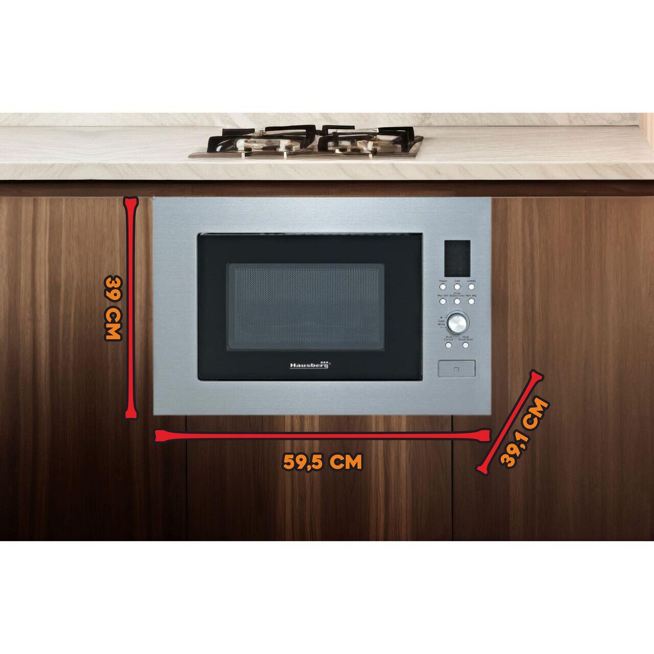 Cuptor cu microunde incorporabil Hausberg HB-8070, 25 l, Putere nominalã de iesire a cuptorului cu microunde: 900W, putere de intrare: 1400W, putere grãtar: 1000W, Grill, Control digital