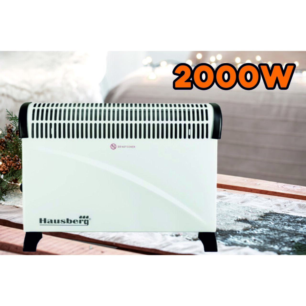 Convector electric HAUSBERG HB-8201, 2000W, 3 nivele de putere, termostat reglabil, functie turbo