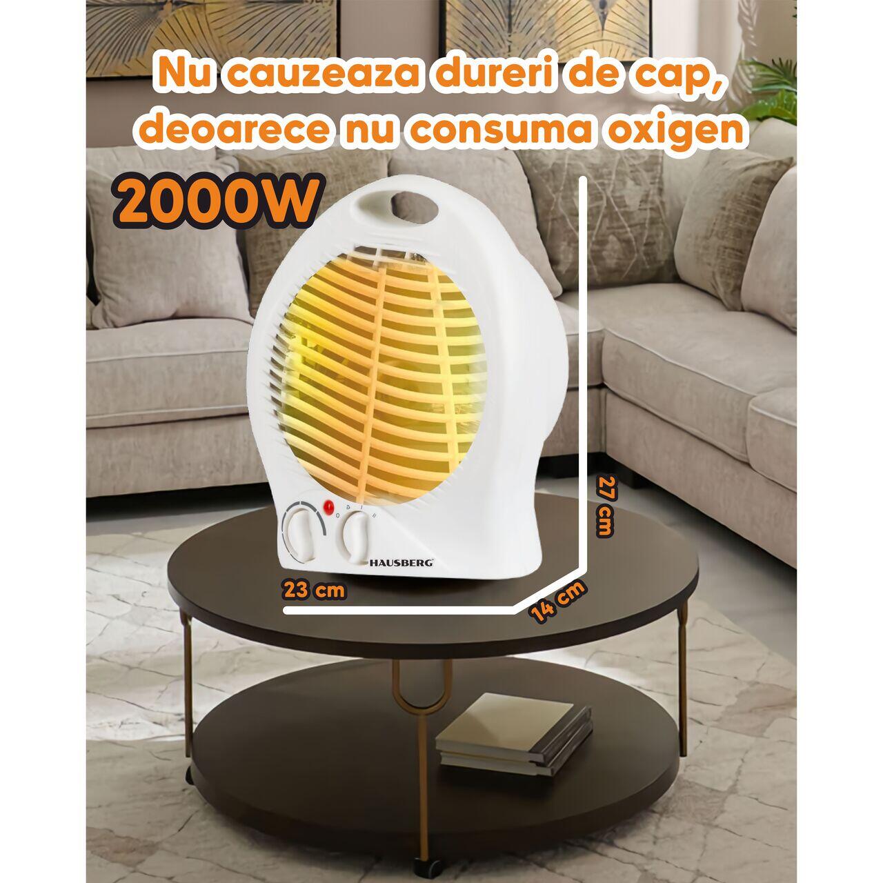 Aeroterma Hausberg HB-8500, 2000W, 2 trepte de putere