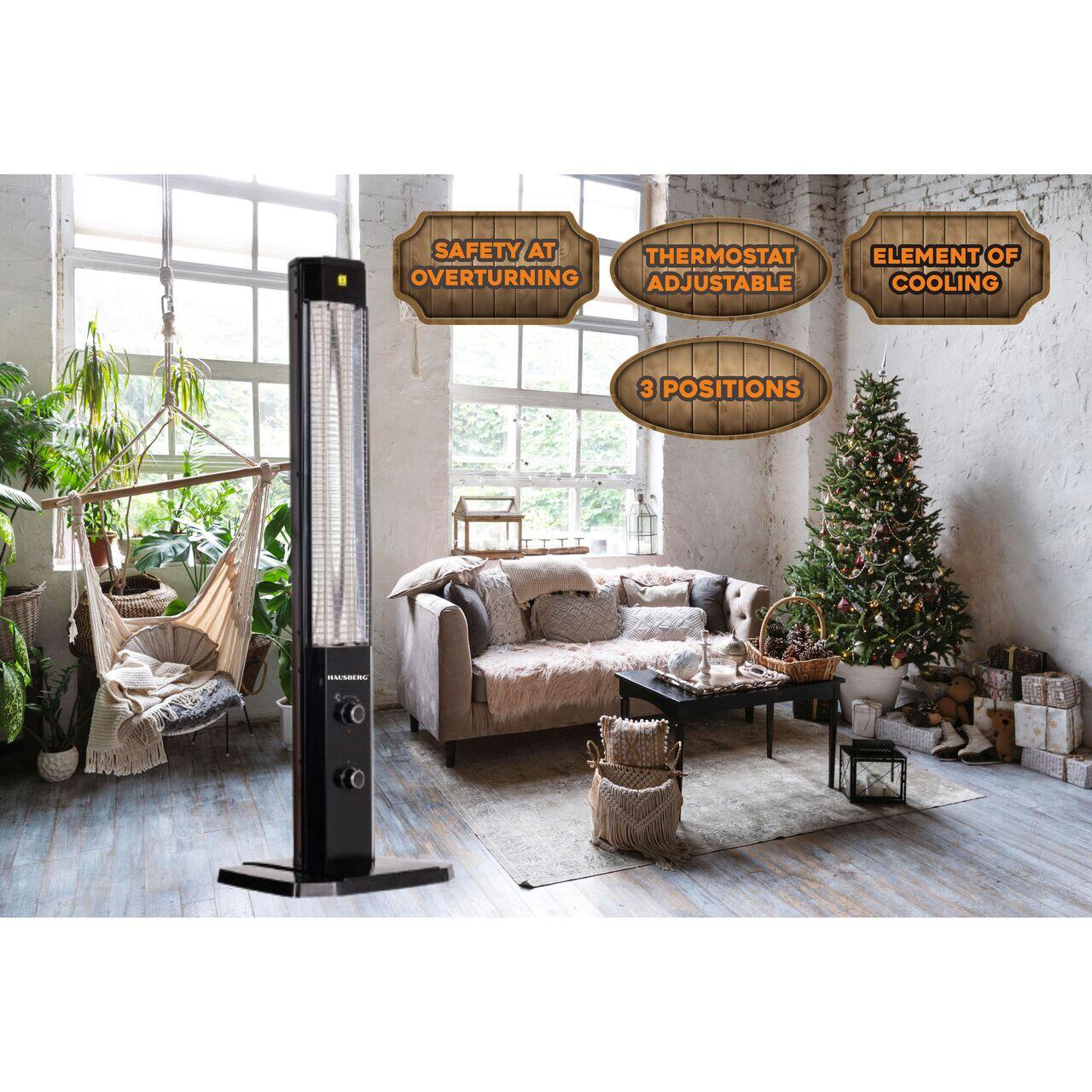 Radiator Electric Hausberg HB-8560, 2300W, Termostat Reglabil, Lampa de semnalizare pentru 3 pozitii