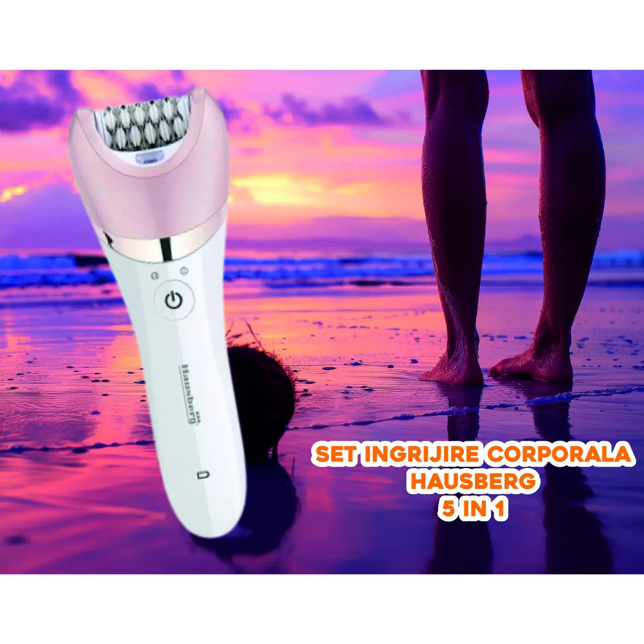 Set Ingrijire corporala 5 in 1 Hausberg HB-85, 5W, Voltaj 220-240V, Baterie litiu 1400 mAh