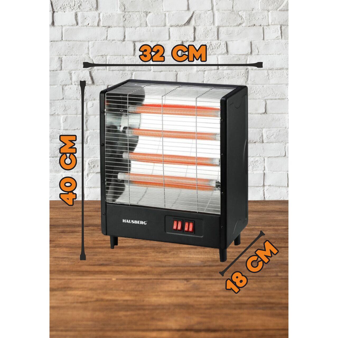 Radiator electric HAUSBERG HB-8803NG, 2000W, 4 nivele de putere, 4 tuburi ceramice