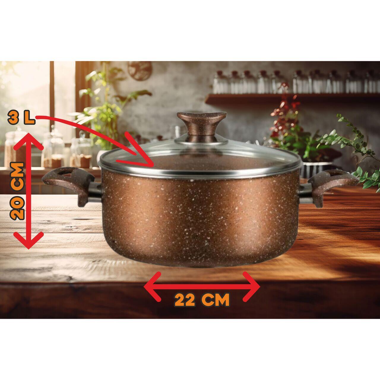 Oala din aluminiu cu invelis din granit HAUSBERG HB-H423, 22 cm