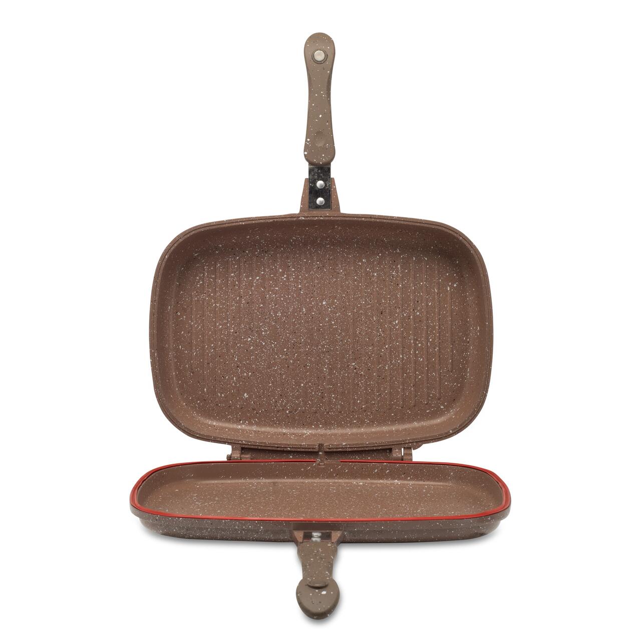 Tigaie Dubla Grill Hausberg HB-H1540PO, interior antiaderent, 36 cm, marmura