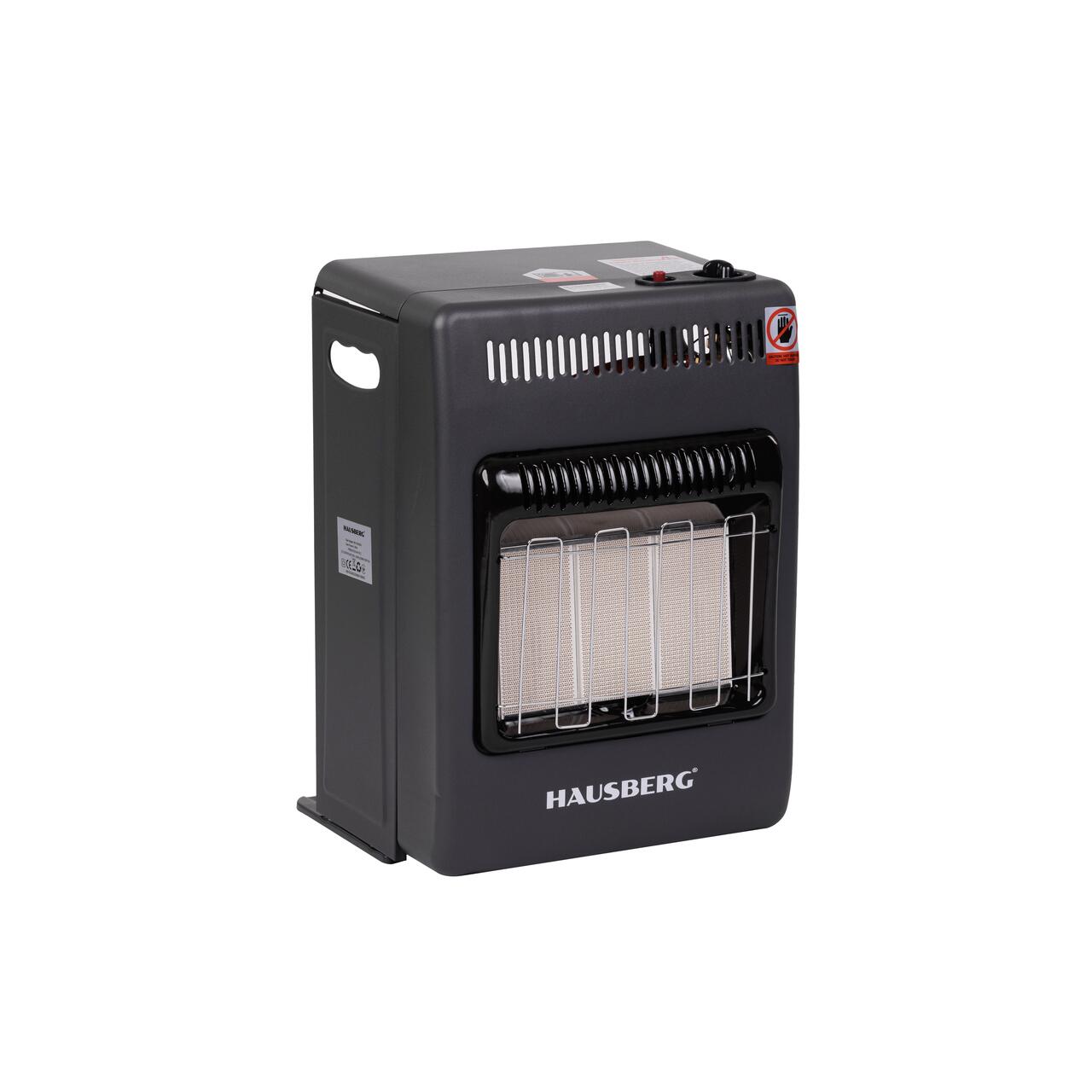 Mini Soba pe gaz GPL HAUSBERG HB-1023NG, aprindere piezo-electrica, 3 placi de incalzire ceramic putere totala 4.2kW, sistem de oprire automata a gazului