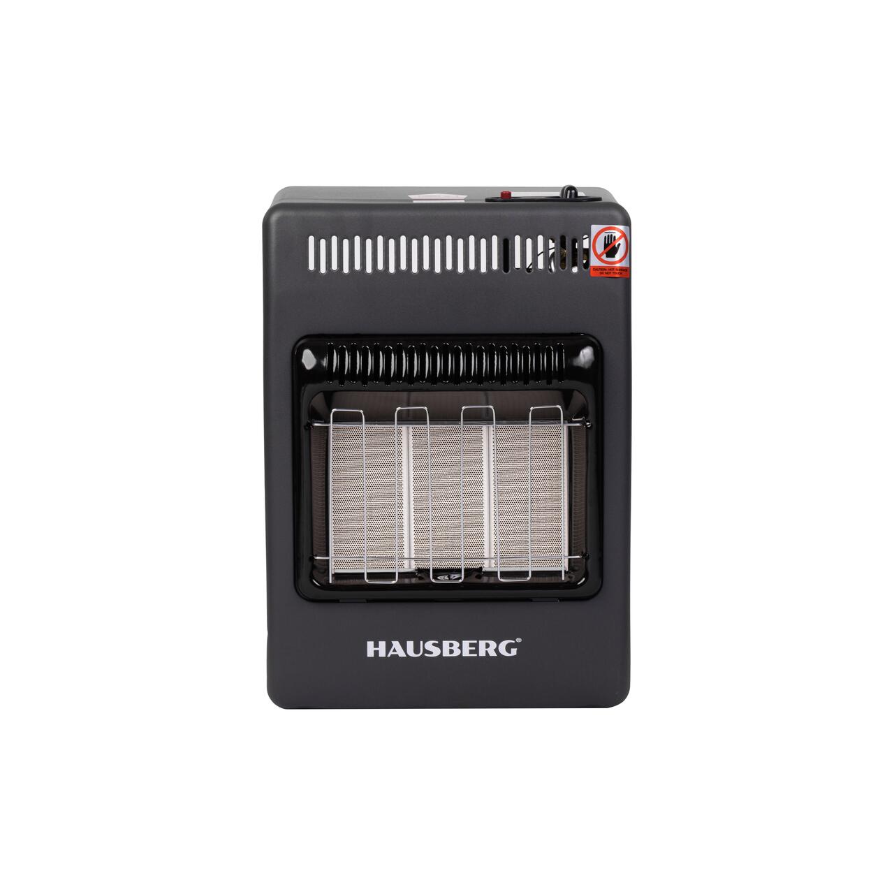 Mini Soba pe gaz GPL HAUSBERG HB-1023NG, aprindere piezo-electrica, 3 placi de incalzire ceramic putere totala 4.2kW, sistem de oprire automata a gazului