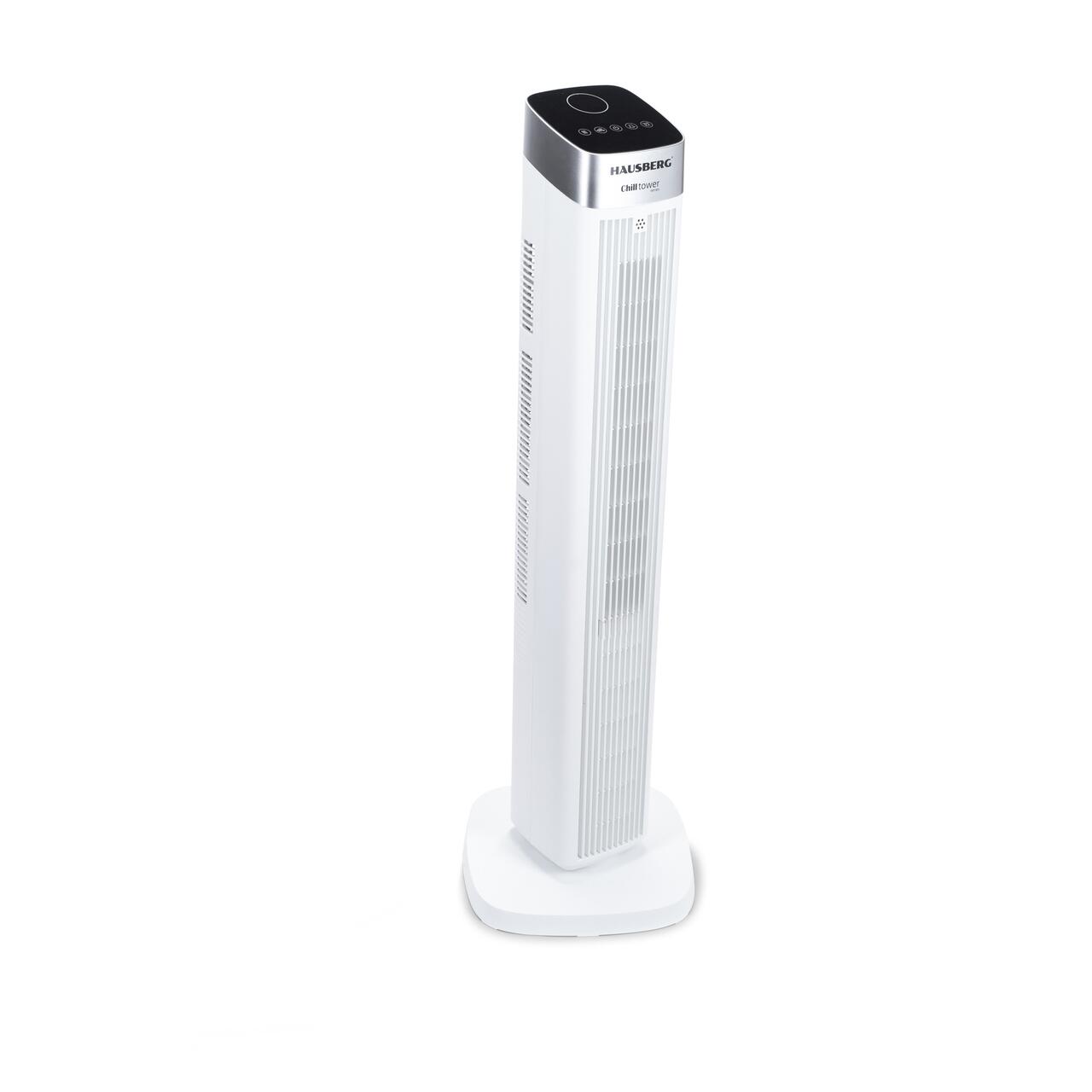 Ventilator turn digital HAUSBERG HB-5953AB, 55W, 41 inch, 3 viteze, 3 moduri, temporizator 24h, LED, oscilatie, telecomanda, difuzor parfum